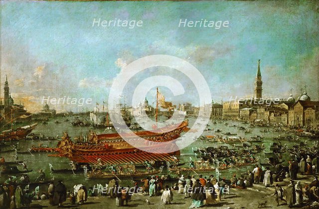 The Doge on the Bucintoro near the Riva di Sant'Elena , 1775-1780. Creator: Guardi, Francesco (1712-1793).