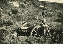 Heavy artillery in bomb craters, First World War, c1916, (c1920). Creator: Unknown.