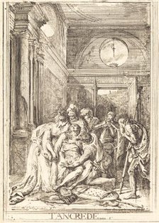 The Death of Tancred [left], 1760. Creator: Gabriel de Saint-Aubin.