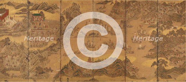 The Battle of Noryang (Six folded screen). Creator: Anonymous.