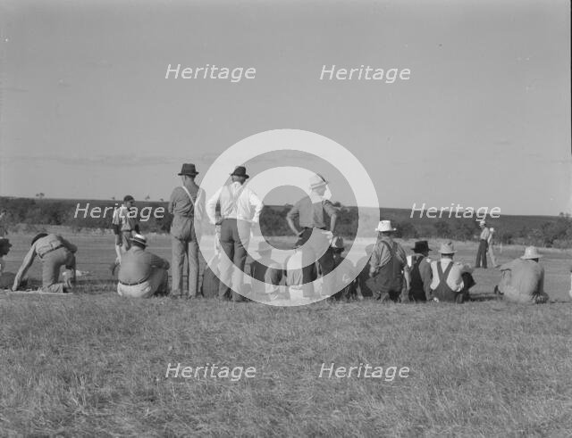 Baseball, Sunday afternoon - the town of Rice vs. the town of Perry, Texas, 1937. Creator: Dorothea Lange.