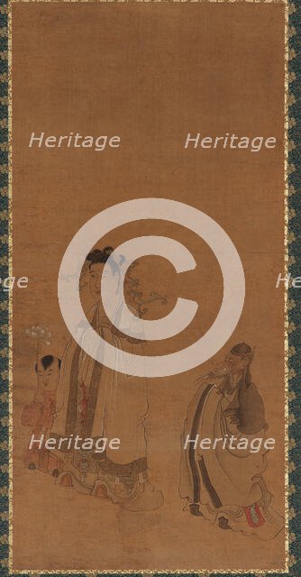 The dragon king revering the Buddha, Ming dynasty, early-mid 17th century. Creator: Chen Hongshou.