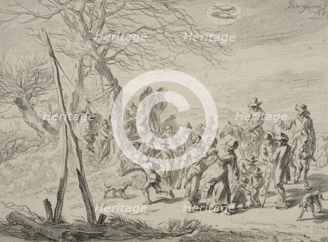 Landscape scene (February). Creator: Nicolaes Berchem.