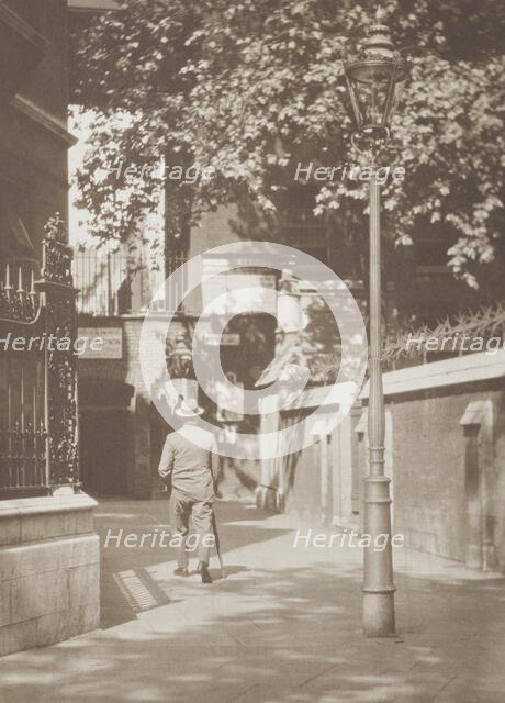 An embankment corner. From the album: Photograph album - London, 1920s. Creator: Harry Moult.