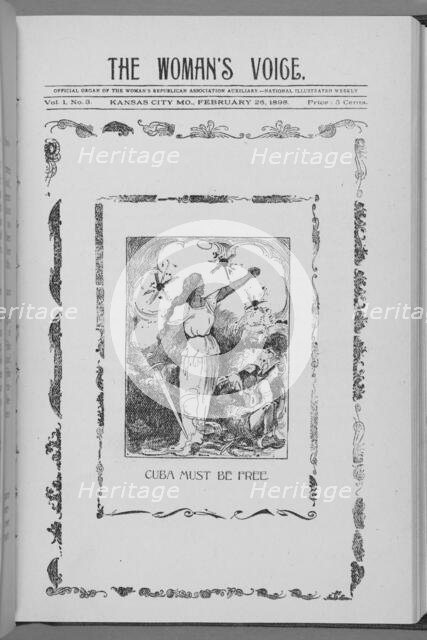 The Woman's Voice; [Cover page of national illustrated weekly]; Kansas City, Mo.; Feb 26, 1898, 1916 Creator: Unknown.