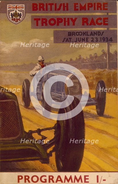 Programme for the British Empire Trophy Race, Brooklands, 1934. Artist: Unknown