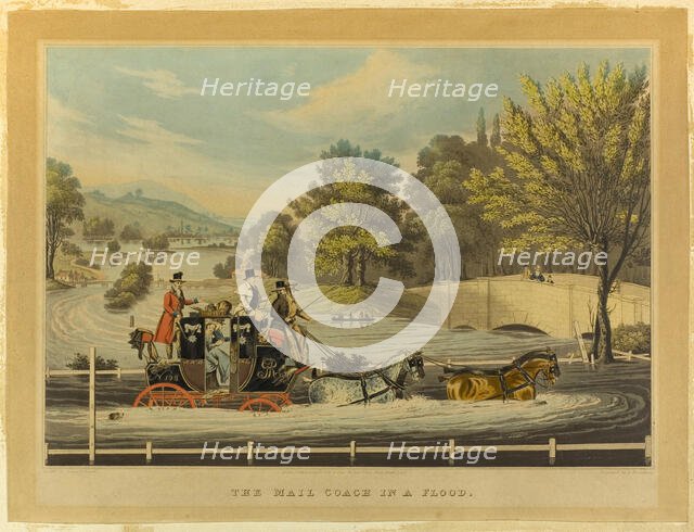 The Mail Coach in a Flood, 1827. Creator: F Rosenbourg.