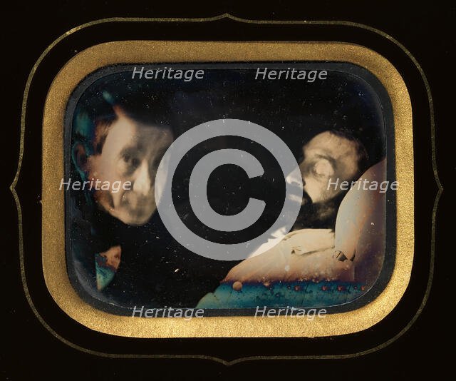 [Portrait of Living Man beside Dead Man], ca. 1850. Creator: Louis Dodero.