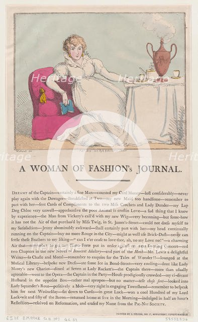 A Woman of Fashion's Journal, May 1, 1802., May 1, 1802. Creator: Thomas Rowlandson.