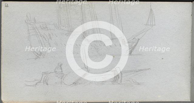 Sketchbook, page 85: Study of a Ship and Buoy. Creator: Ernest Meissonier (French, 1815-1891).