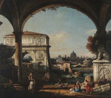 Roman Capriccio With Triumphal Arch, 1740s. Creator: Bellotto, Bernardo (1720-1780).