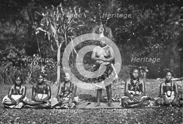 A group of Samoan dancing women in full costume, 1902. Artist: Unknown.