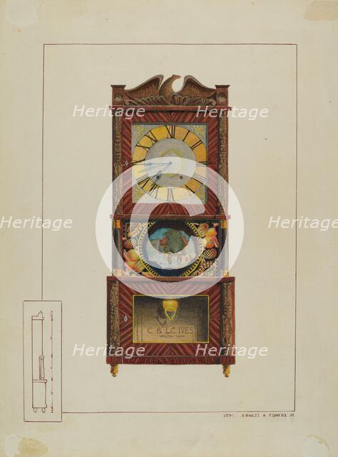 Mantle Clock, c. 1938. Creator: Ernest A Towers Jr.
