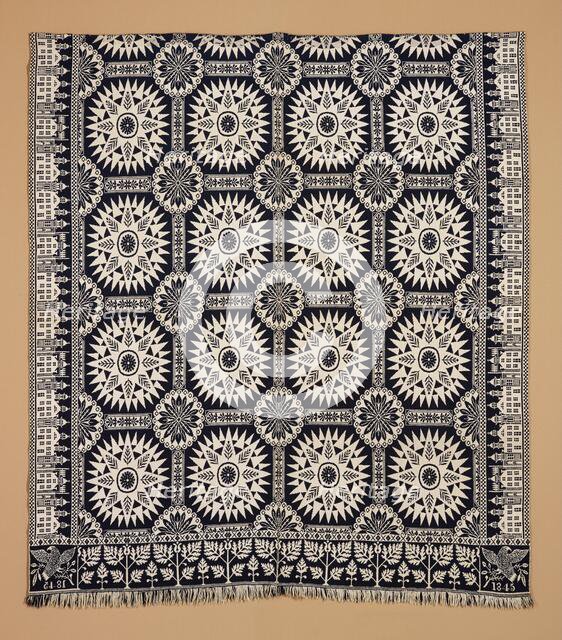 Bed Cover (Jacquard Coverlet), 1845. Creator: Samuel Graham.