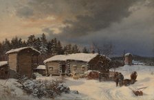 Winter Landscape with Farmhouse in Häme, 1866. Creator: Hjalmar Munsterhjelm.