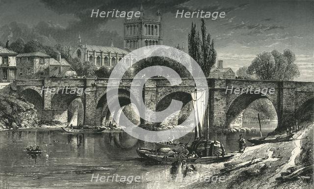 'Hereford Cathedral, and Wye Bridge', c1870.