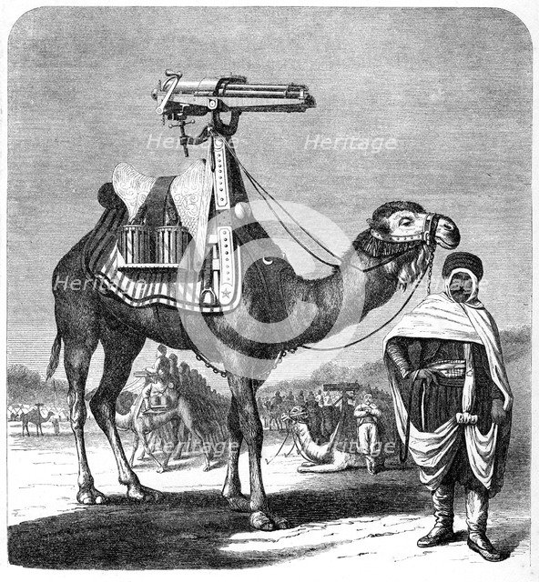 Gatling rapid fire gun, 1862.   Artist: Anon