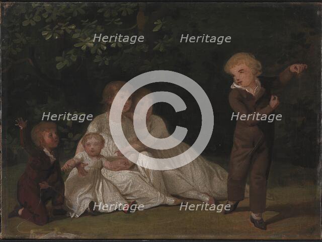 The Artist's Five Children in a garden. Study, 1801. Creator: Jens Juel.