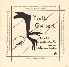 Advertisement for the Album Yvette Guilbert, 1894. Creator: Henri de Toulouse-Lautrec.
