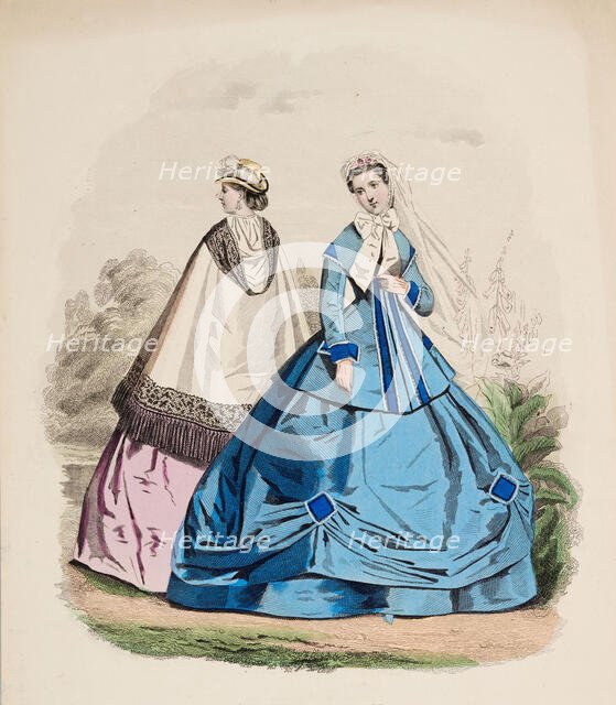 Fashion Plate - Petit Courrier des Dames 'Modes de Paris', 1866. Creator: Gilquin fils.