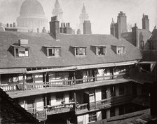 View of the galleries at the Oxford Arms Inn, Warwick Lane, from the roof, City of London, 1875. Artist: Society for Photographing the Relics of Old London