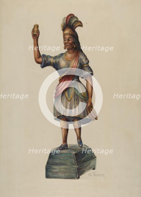 Cigar Store Indian, c. 1937. Creator: Charles Bowman.