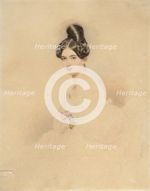 Portrait of Princess Franziska von Lichtenstein, née Countess Kinsky von Wchinitz und..., c 1831. Creator: Daffinger, Moritz Michael (1790-1849).