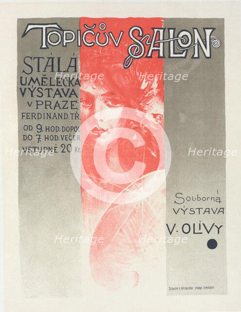 Affiche tchèque pour une Exposition au "Topic Salon", c1898. Creator: Viktor Oliva.