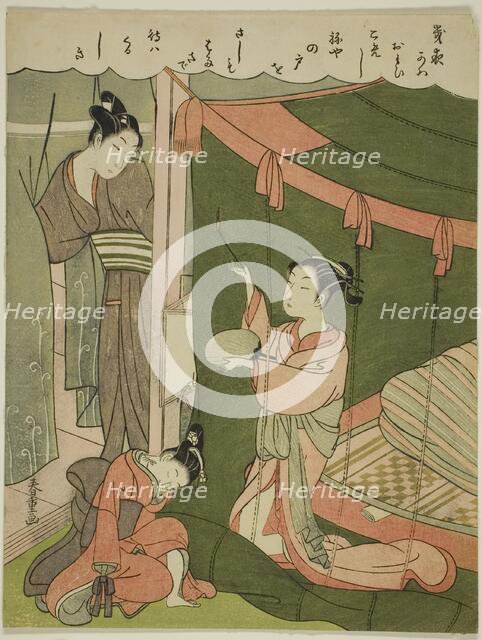 Courtesan Burning Mosquitoes as Her Guest Arrives, c. 1772/73. Creator: Shiba Kokan.
