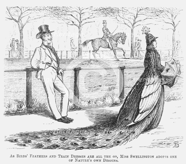 Miss Swellington taking a walk, 1867. Artist: Edward Linley Sambourne
