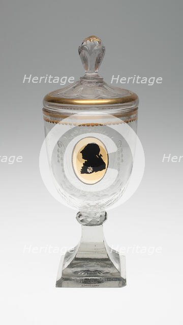 Covered Goblet with Silhouette Bust of King Frederich the Great, Germany, c. 1795. Creator: Unknown.