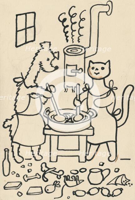 11. The Tale of the Dog and the Cat, around 1928. Creator: Josef Capek.