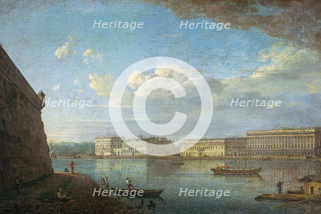 Palace Embankment as Seen from the Peter and Paul Fortress, 1794. Artist: Alexeyev, Fyodor Yakovlevich (1753-1824)
