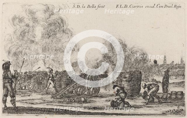 Firing the Cannons, c. 1641. Creator: Stefano della Bella.