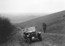 Morris Minor competing in a trial, Crowell Hill, Chinnor, Oxfordshire, 1930s. Artist: Bill Brunell.