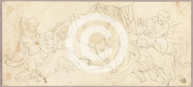 Putti at Play with Deer and Dog, n.d. Creator: Unknown.
