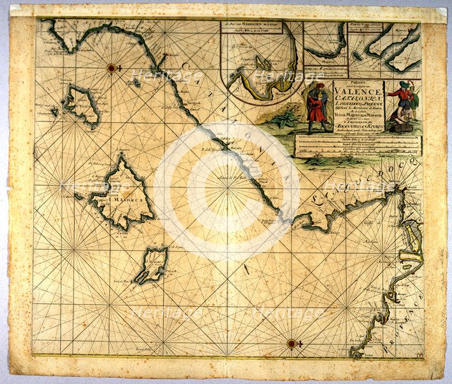 Map of Valencia, Balearic Islands and Catalonia. Amsterdam, 1682. Made by Johannes van Keulen.