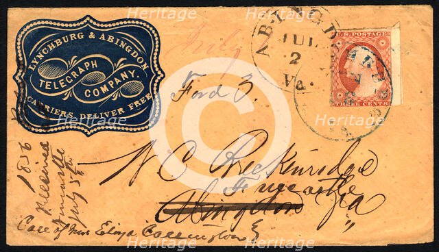 3c Washington on advertising cover, July 2, 1856. Creator: Unknown.