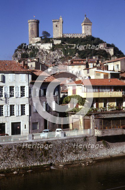 Chateau de Foix and old houses, Foix, France, c20th century, Artist: CM Dixon.