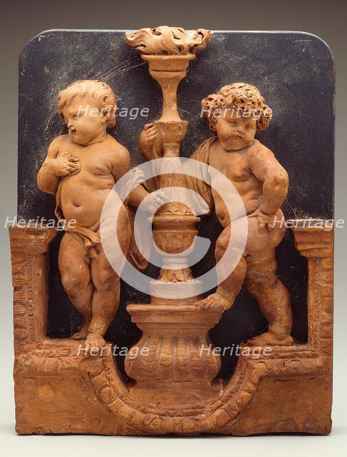 Two Putti Supporting a Torch, 1650/1700. Creator: Unknown.