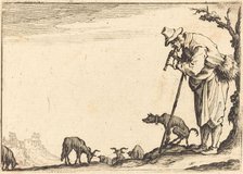 Shepherd Playing Flute, c. 1617. Creator: Jacques Callot.