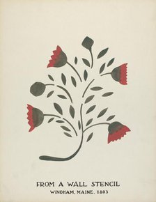 Design from Windham, Maine 1803: From Proposed Portfolio "Maine Wall Stencils", 1935/1942. Creator: Mildred E Bent.