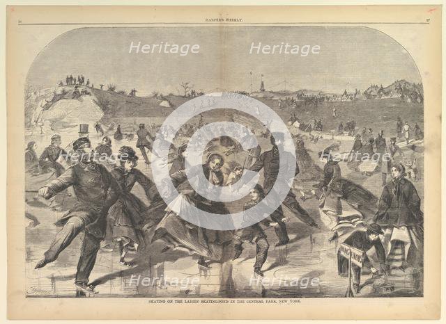 Skating on the Ladies' Skating Pond in Central Park, New York (Harper's Weekly..., January 28, 1860. Creator: Unknown.