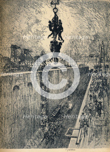 'The End of the Day-Gatun Lock', 1912. Artist: Joseph Pennell.