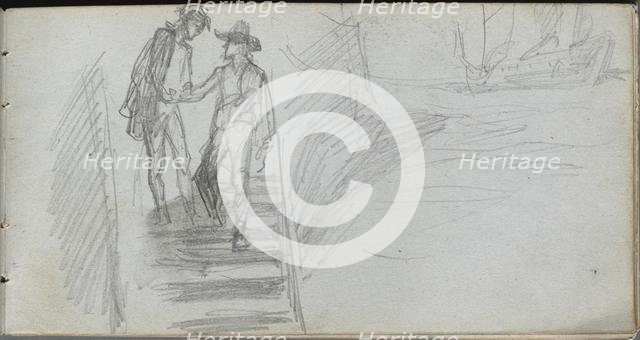 Sketchbook, page 64: Figures on a Stairway. Creator: Ernest Meissonier (French, 1815-1891).