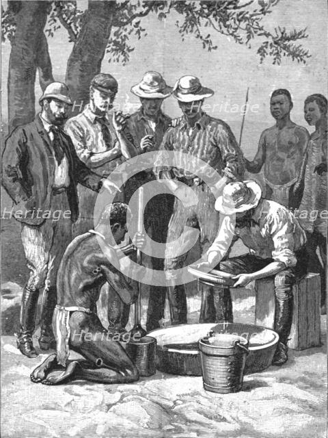 'Lord Randolph Churchill in South Africa; watchg the experts 'panning out ' samples', 1891. Creator: Major Giles.