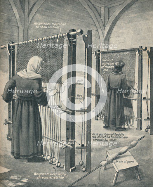 'How Cloth Was Woven in Saxon England', c1934. Artist: Unknown.