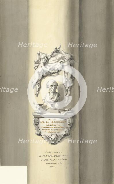 Design for a monument for C. Brunings: a bust with putti, 1806. Creator: Bartholomeus Ziesenis.