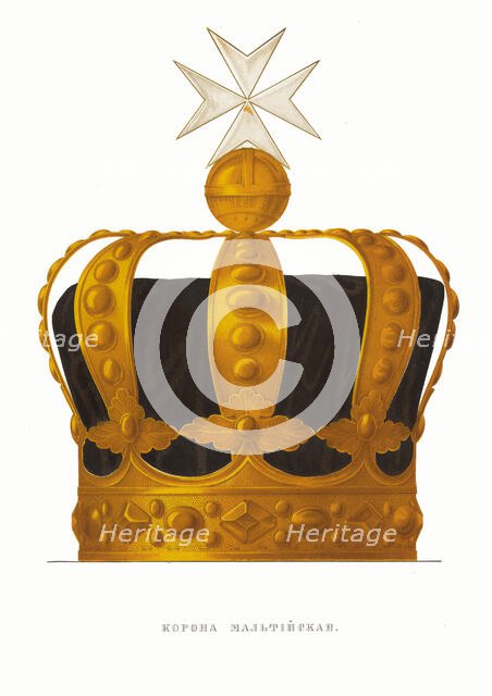 The Maltese crown of Tsar Paul I. From the Antiquities of the Russian State, 1849-1853. Creator: Solntsev, Fyodor Grigoryevich (1801-1892).