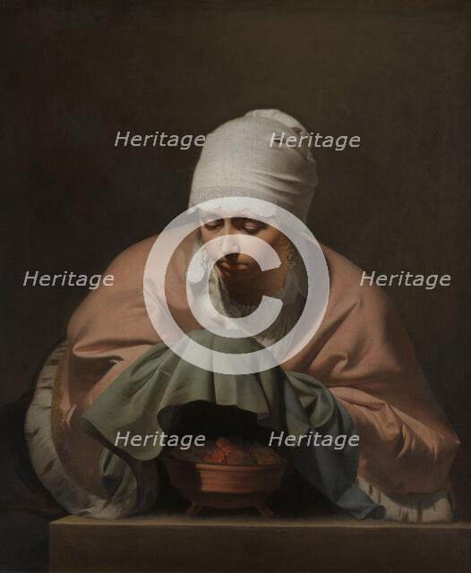 A Young Woman Warming her Hands over a Brazier: Allegory of Winter, c.1644-c.1648. Creator: Caesar Boëtius van Everdingen.